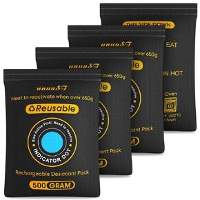 unuaST 4 x 500 Grams [4.4 lbs] Rechargeable Silica Gel Desiccant Packets Large, Color-Indicating Desiccant Packs for Storage, Car Moisture Absorber, Reusable Car Dehumidifier for Gun Safe, Closet in Saudi Arabia
