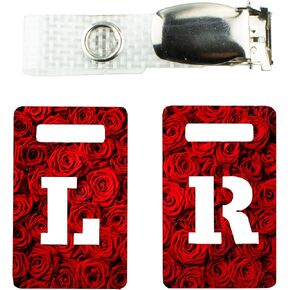 X-ray Markers with Carry-on Strap Radiography Tablet Markers Radiopaque L and R for Radiographer with Red Roses Floral Pattern Clip with Metal Poppers in Kuwait