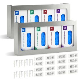 2 Pack Glove Box Dispenser Holder, Wall Mounted Stainless Steel 4-Box Organizer with Adhesive Clips and Screws for Lab, Clinic, Kitchen and Workshop in Saudi Arabia