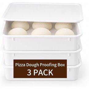KONGDY 3 Pack Pizza Dough Proofing Box, Commercial Proofing Container, Pizza Storage Container Trays with Lids, Bread Proofing Box (BPA-Free, 17.3in x 13inx 9.6in) in Kuwait