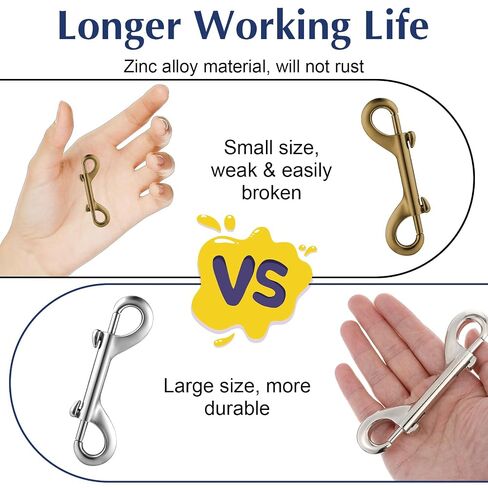 15PCS 4.7" Double Ended Bolt Snaps Hooks 220lbs Load Capacity Zinc Alloy Buckles, Heavy Duty Trigger Chain Metal Clips Key Holder Snap for Water Bucket/Horse Feed/Hammocks in Kuwait