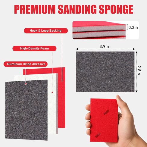 24 Pcs 80-3000 Grit Sanding Sponge Assortment, Wet Dry Sanding Blocks, 3×4 Inch in Kuwait
