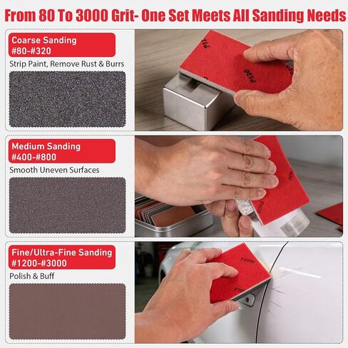 24 Pcs 80-3000 Grit Sanding Sponge Assortment, Wet Dry Sanding Blocks, 3×4 Inch in Kuwait
