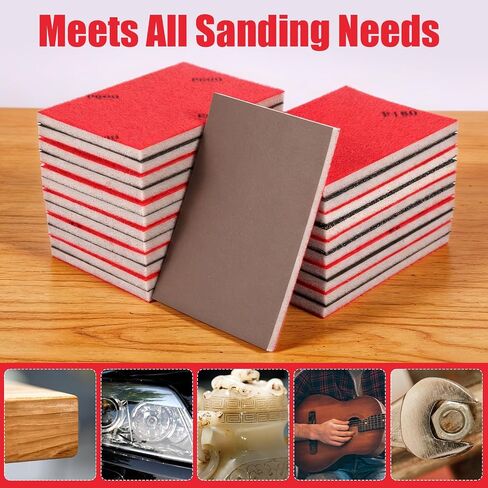 24 Pcs 80-3000 Grit Sanding Sponge Assortment, Wet Dry Sanding Blocks, 3×4 Inch in Kuwait