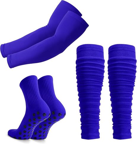 LEACOOLKEY Grip Soccer Socks and Compression Leg Sleeves and Arm Sleeves Combo Set for Adult Men Women in Kuwait