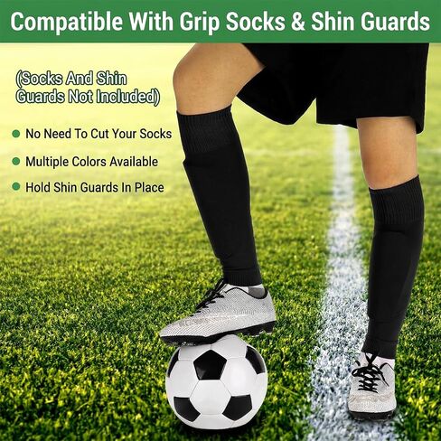 Larrel 3 Pairs Soccer Leg Sleeves, Pre-cut Soccer Sleeves for Men and Women, Athletic Shin Guard Sleeve for Football, Basketball, Baseball, Softball, Rugby, Running and Cycling (Black) in Kuwait