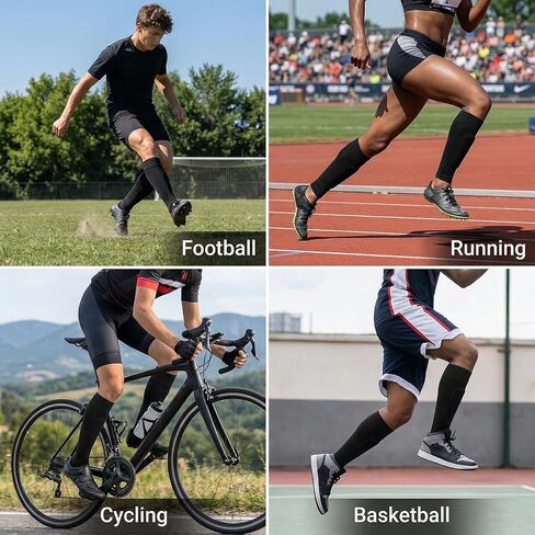 Larrel 3 Pairs Soccer Leg Sleeves, Pre-cut Soccer Sleeves for Men and Women, Athletic Shin Guard Sleeve for Football, Basketball, Baseball, Softball, Rugby, Running and Cycling (Black) in Kuwait