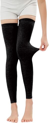 Jumisee الرجال النساء الساق ضغط الأكمام، القطن المرن كامل الساق دعامة الركبة دعم الساق لتخفيف آلام المفاصل التهاب المفاصل in Kuwait