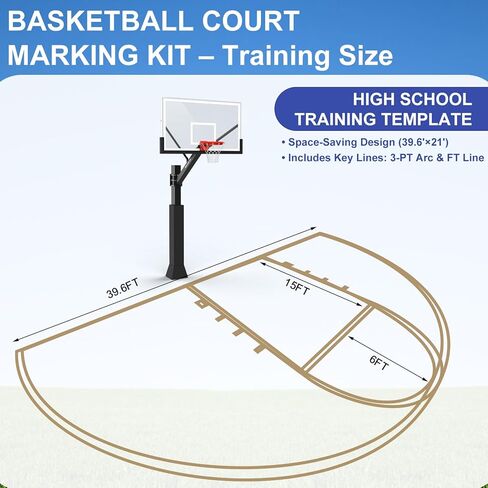 Basketball Court Marking Stencil Kit – Standard Size, Easy to Install, Ideal for Driveways, Asphalt or Concrete Surfaces, Court Marking Stencil Spray Paint Kit for Backyard Basketball in Kuwait