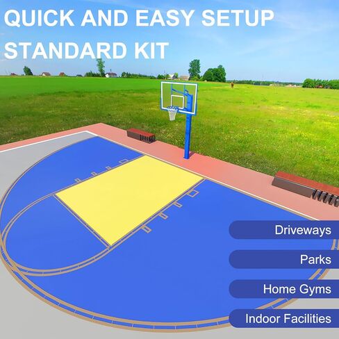 Basketball Court Marking Stencil Kit – Standard Size, Easy to Install, Ideal for Driveways, Asphalt or Concrete Surfaces, Court Marking Stencil Spray Paint Kit for Backyard Basketball in Kuwait