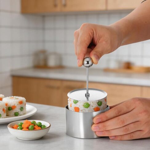 IMIKEYA Stainless Steel Onigiri Mold Sushi Mold Rice Ball Making Tool Tiramisu 3.34 X 3.14 X 1.96 in Silver 1 Piece for Diy Kitchen Use in Kuwait