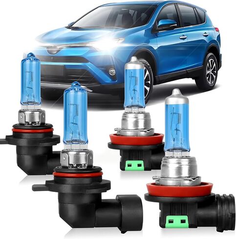 Fit for TOYOTA RAV4 2016 2017 2018 High Performance Halogen Headlight Bulbs,9012 High Low Beam +H11 Foglamp Replacement Bulbs Kit, Plug and Play,Pack of 4 (TOYOTA RAV4 2016-2018) in Saudi Arabia
