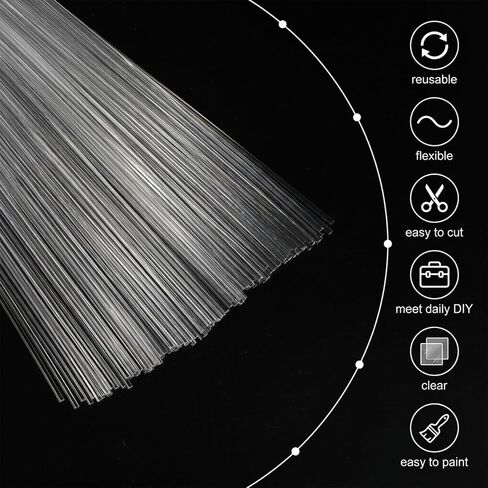 100 Pcs 10 in Acrylic Rods 2 mm Diameter Clear Cake Topper Sticks, Plastic Rods Round Acrylic Sticks for DIY Crafts Plant Stakes Model Making Decorations Gardening in Kuwait