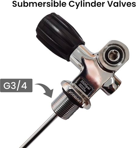 TUDIVING-4500Psi 300Bar 30Mpa Scuba Diving Tank Valve,DIN/Yoke Valve,Diving Aluminum Bottle Valve G3/4-14NPSM Thread in Kuwait