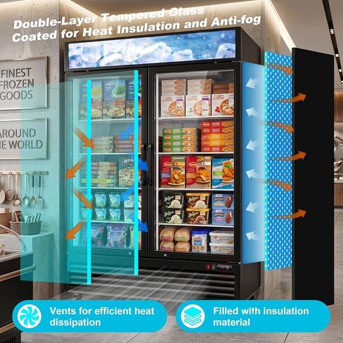 50 Cu.ft Commercial Freezer Display Freezer Commercial Freezer Glass Door Upright with Shelves Drink Holders in Kuwait