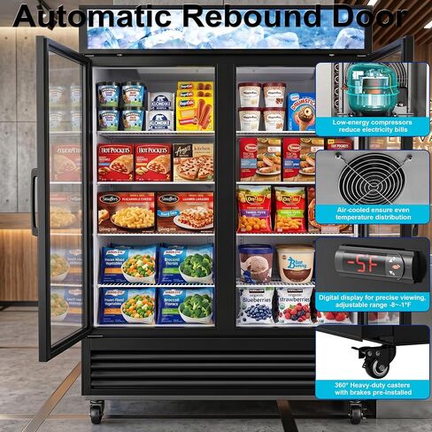 50 Cu.ft Commercial Freezer Display Freezer Commercial Freezer Glass Door Upright with Shelves Drink Holders in Kuwait