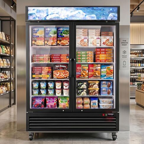 50 Cu.ft Commercial Freezer Display Freezer Commercial Freezer Glass Door Upright with Shelves Drink Holders in Kuwait