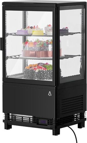 2.1 Cu.Ft. Commercial Bakery Display Refrigerator, Countertop Refrigerated Case, Display Fridge, Single Door, Merchandiser Beverage Cooler, 3 Layers, LED, Adjustable Shelves, Restaurants, Bars, Shops in Kuwait