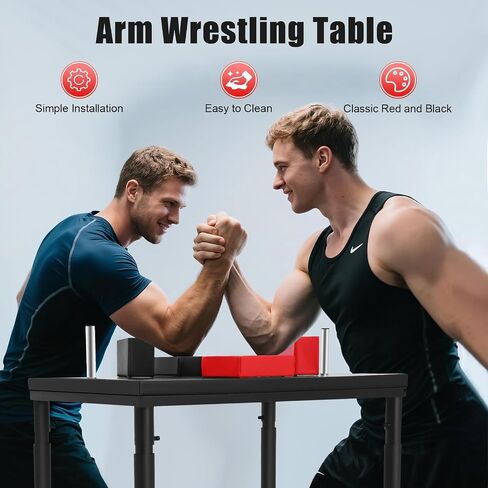 Professional Arm Wrestling Battle Table, 2200LBS Standard Arm Wrestling Table Adjustable Competition Wrist Strength Training Support Plate Equipment with Elbow Pads for Gym Club Sports Fields Homes in Kuwait