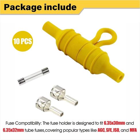 Marine Inline Tube Fuse Holder Fast Blow Screw Type Electrical Circuit Protection for Boat, RV, Truck, Car, 10 Pack in Kuwait