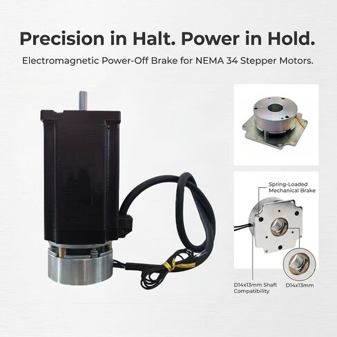 Electromagnetic Power Off Brake for NEMA34 86mm Stepper Motor, 8x7.5mm D Shaft Hole (24, Volts) | DC 12V 24V, Square DC electromagnetic spring Mechanical Clutch Brake in Saudi Arabia