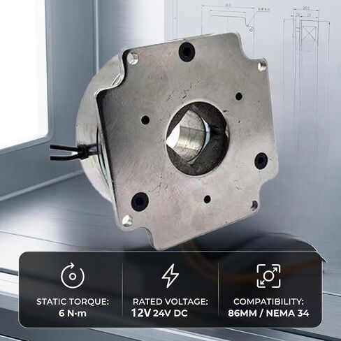 Electromagnetic Power Off Brake for NEMA34 86mm Stepper Motor, 8x7.5mm D Shaft Hole (24, Volts) | DC 12V 24V, Square DC electromagnetic spring Mechanical Clutch Brake in Saudi Arabia