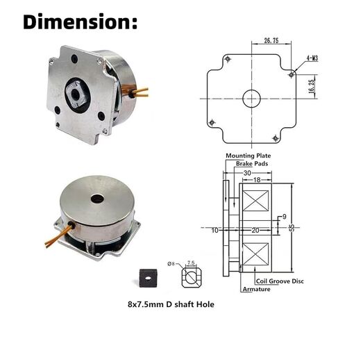 DC Electromagnetic Brake for 60mm NEMA 24 Stepper Motor Off Brake Mechanical Brake (12, Volts) | 12V 24V DC 1.5 Nm Torque 8x7.5mm D Shaft Hole in Saudi Arabia