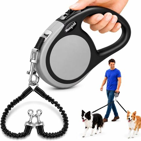 Double Retractable Dog Leash for Two Dogs Up to 50 lbs Per - 16 ft Coupler Dog Leashes for Small Medium - One Locked System, Non Slip Grip, Tangle Free in Kuwait