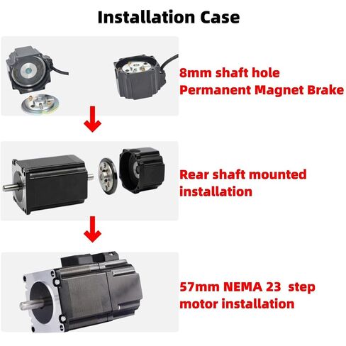 Permanent Magnet Power Off Brake for 57mm NEMA 23 Stepper Motor, DC 24V | 8mm Shaft, Static braking, 57x57mm Flange, 2.5N.M Torque, for Automated Equipment in Saudi Arabia