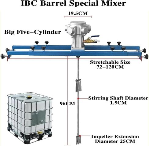 265 Gallon IBC Tote Pneumatic Agitator, Bracket Mount Air Mixing Stirrer | with Folding Propeller Industrial Mixer for Paint Coatings Ink Adhesive Glue, Eliminates hand mixing entirely in Kuwait