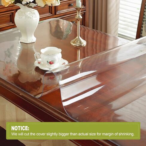 OstepDecor 48 x 60 Inch Clear Table Cover Protector, 2mm Thick Clear Plastic Table Cover, Waterproof Dining Table Protector, PVC Vinyl Desk Mat Pad for Coffee, Dining, Dresser & Nightstand Tops in Kuwait