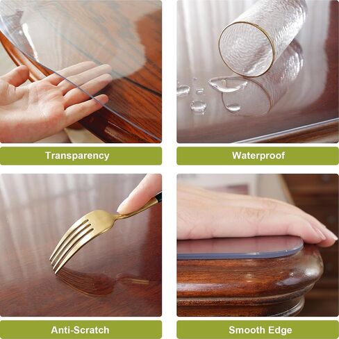 OstepDecor 48 x 60 Inch Clear Table Cover Protector, 2mm Thick Clear Plastic Table Cover, Waterproof Dining Table Protector, PVC Vinyl Desk Mat Pad for Coffee, Dining, Dresser & Nightstand Tops in Kuwait