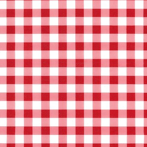 Covers For The Home Deluxe Elastic Edged Flannel Backed Vinyl Fitted Table Cover - Gingham (Red) Pattern - Large Round Oblong Oval - Fits Tables up to 45" - 56" Diameter in Kuwait