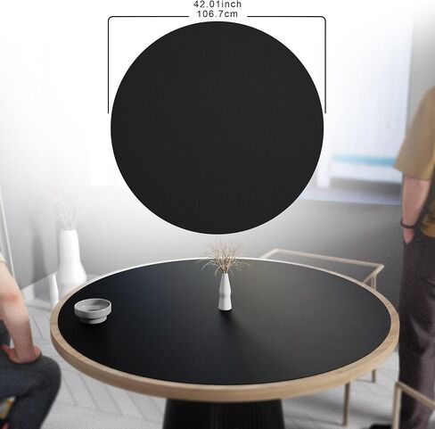 Vyaaa Round Table Pad, 42 Inch Large PU Leather Table Cloth, Cuttable Round Table Protector - Cut to Fit 35" to 42" Dining Table, Desk, Coffee Table, Kitchen Office Table (Black) in Kuwait