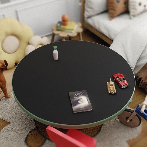 Vyaaa Round Table Pad, 42 Inch Large PU Leather Table Cloth, Cuttable Round Table Protector - Cut to Fit 35" to 42" Dining Table, Desk, Coffee Table, Kitchen Office Table (Black) in Kuwait
