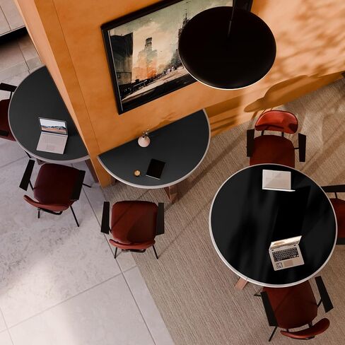 Vyaaa Round Table Pad, 42 Inch Large PU Leather Table Cloth, Cuttable Round Table Protector - Cut to Fit 35" to 42" Dining Table, Desk, Coffee Table, Kitchen Office Table (Black) in Kuwait