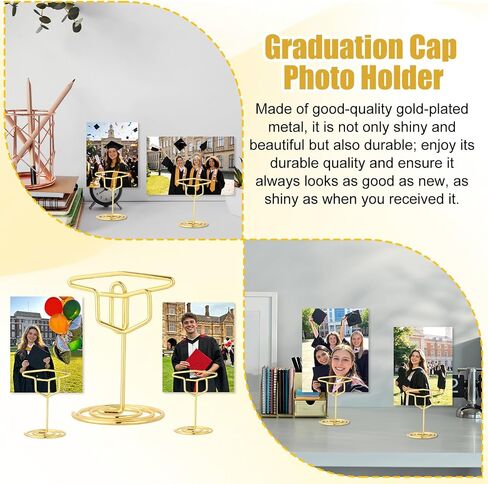 36pcs Graduation Cap Photo Display Stands, 4.7cm/1.85in Gold Photo Holders Grad Party Supplies for Pictures Centerpiece Decor & Place Card Stands in Kuwait