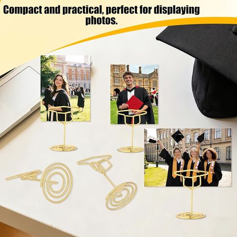 36pcs Graduation Cap Photo Display Stands, 4.7cm/1.85in Gold Photo Holders Grad Party Supplies for Pictures Centerpiece Decor & Place Card Stands in Kuwait