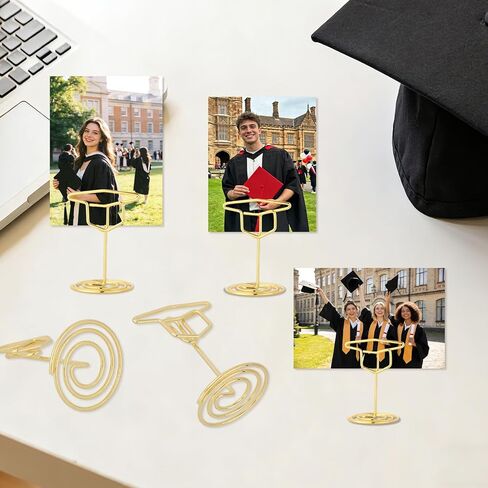 36pcs Graduation Cap Photo Display Stands, 4.7cm/1.85in Gold Photo Holders Grad Party Supplies for Pictures Centerpiece Decor & Place Card Stands in Kuwait