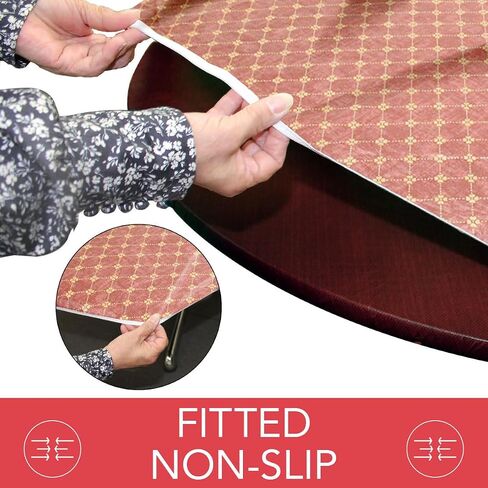 Covers For The Home Deluxe Elastic Edged Flannel Backed Vinyl Fitted Table Cover - Fashion Diamond (Rust) - Extra Large Round Oblong Oval - Fits Tables up to 57" - 65" in Kuwait