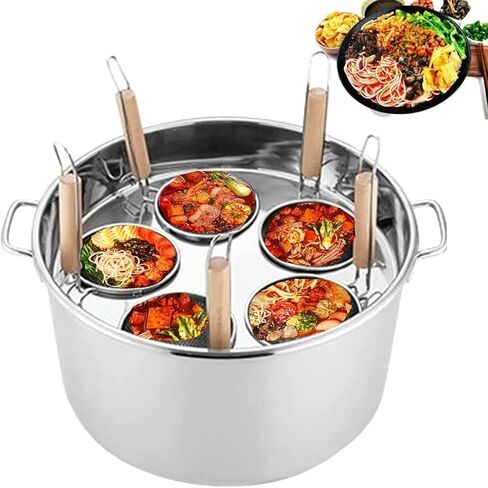 Stainless Steel Pasta Cooker Set with Strainer Basket – 3/4/5 Holes Pasta Pots for Home, Kitchen, Restaurant & Commercial Cooking Tools – & Efficient Cookware in Kuwait