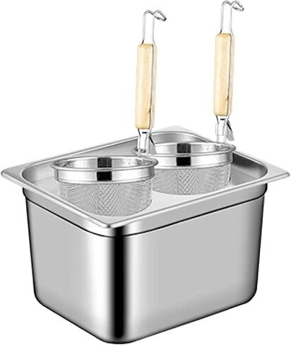 Stainless Steel Pasta Cooker Pot with Strainer, 2/4/6 Holes, Square Soup Pot with Lid for Noodles, Dumplings & Vetables, Ideal for Commercial Gas & Induct Stoves in Kuwait