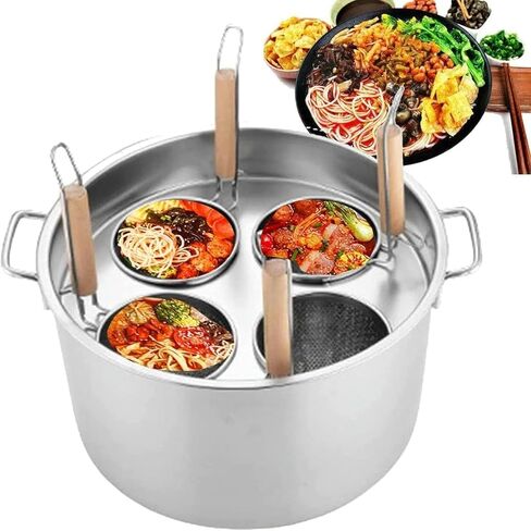 Stainless Steel Pasta Cooker Set with Strainer Basket – 3/4/5 Holes Pasta Pots for Home, Kitchen, Restaurant & Commercial Cooking Tools – & Efficient Cookware in Kuwait