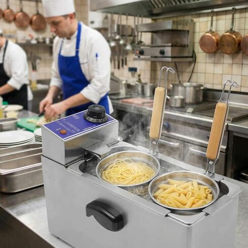 Electric Pasta Cooker with Strainer - 2-Hole Commercial Noodle Machine for Spaghetti, Dumplings, for Restaurants and Home Use in Kuwait