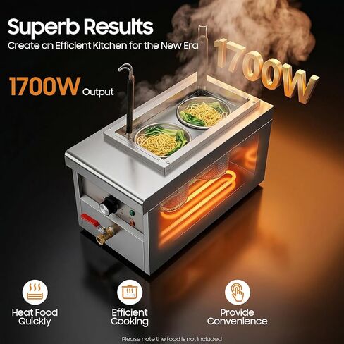 Stainless Steel Commercial Pasta Cooker, 1.7KW Electric Noodles Pasta Boiler, 110V Table Top Noodles Cooker for Restaurants Buffets and Food Stands in Kuwait