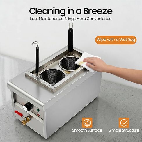 Stainless Steel Commercial Pasta Cooker, 1.7KW Electric Noodles Pasta Boiler, 110V Table Top Noodles Cooker for Restaurants Buffets and Food Stands in Kuwait