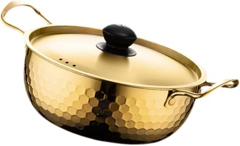 Korean Ramen Pot Stainless Steel Noodle Pot with Heat Resistant Handles and Lid for Stew Pasta Soup Suitable for Outdoor Hiking Dinner Pa, 22cm Gold in Kuwait
