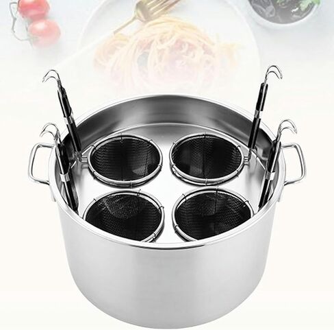 Commercial Stainless Steel Pasta Cooker Set with Divider & Strainer - Perfect for Pasta, Noodles, Vetables - Heavy-Du Kitchen Cooking Tool for Restaurants & Home Chefs in Kuwait