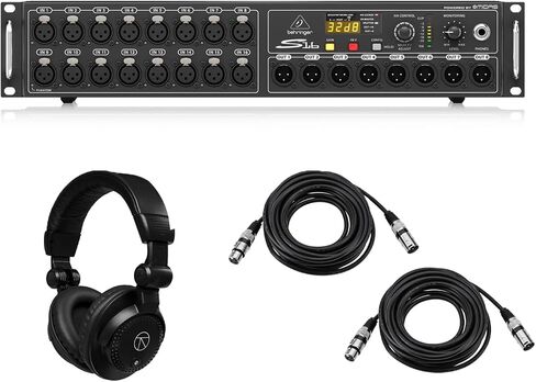 Behringer Digital Snake S16 I/O Box with 16 Remote, Controllable MIDAS Preamps, 8 Outputs, AES50 Networking, KLARK TEKNIK SuperMAC Technology Bundle With Headphones, 2x H&A XLR M to F Cable in Kuwait