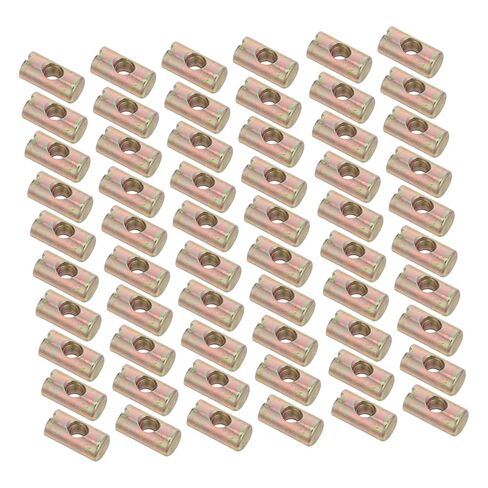 100pcs M6 Cross Dowel Slotted Nuts Carbon Steel Furniture Fixing Nuts for Wardrobes and Cabinets Quick Assembly Hardware Parts for Furniture Repairs at Home in Saudi Arabia